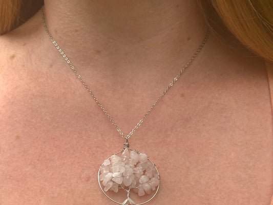 Pink Rock Tree Necklace
